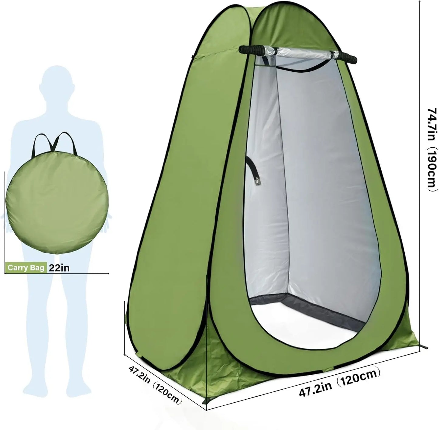 Two-Person Pop Up Privacy Shower Tent Portable Instant Setup