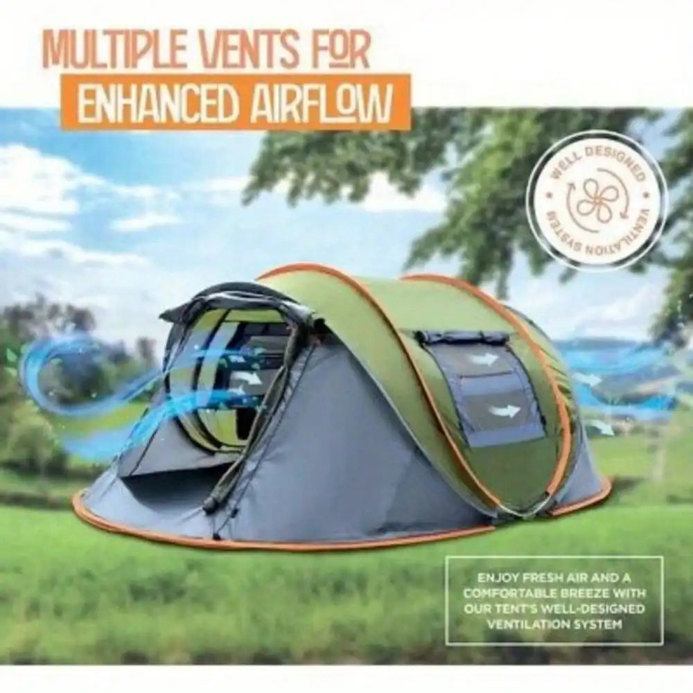 Camping Tent Pop Up Easy Setup With Double Doors Waterproof