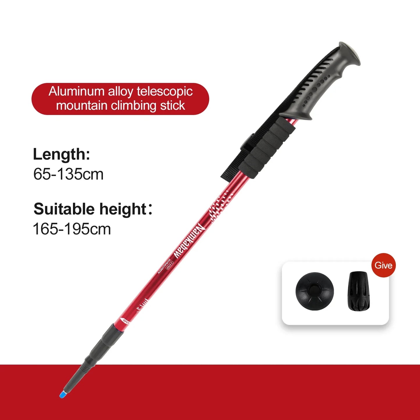 NONECN Ultralight 3-Section Trekking Poles Aluminum Telescopic Nordic Walking