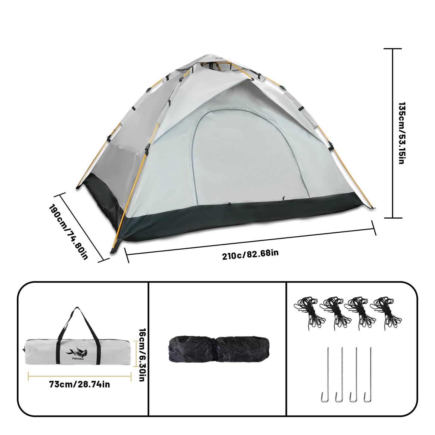 Pakicetus Windproof Family Camping Tent Easy Setup Lightweight