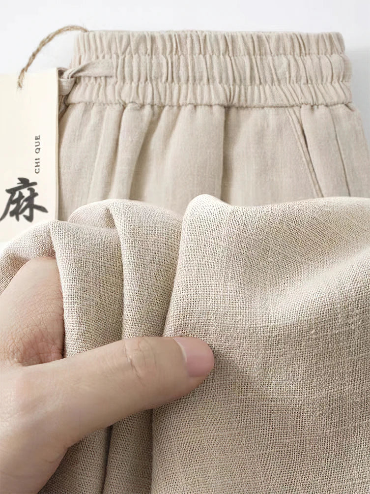 Men's Straight Wide Leg Cotton Linen Pants