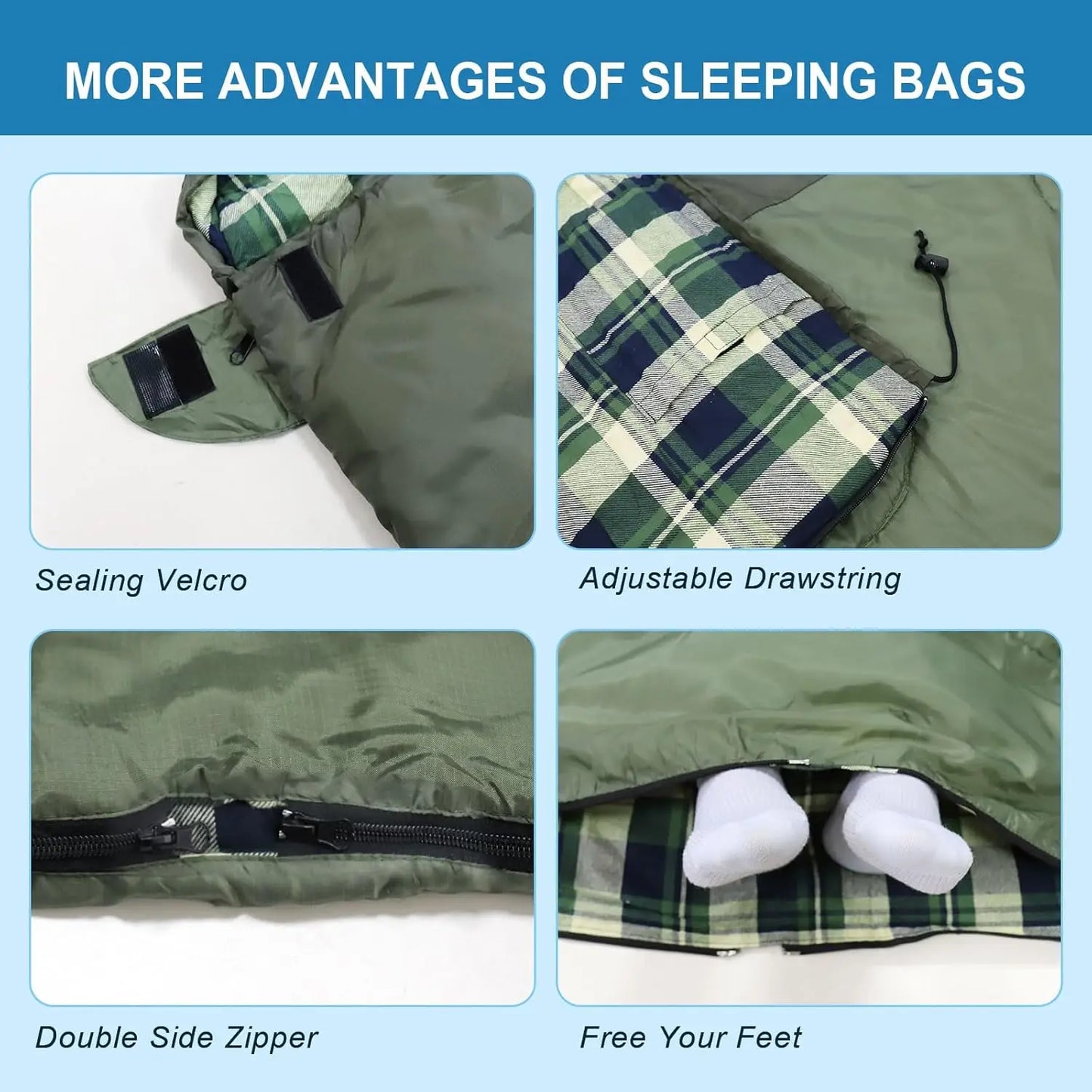 Sleeping Bag For Adults With Pillows For Cold Weather Camping