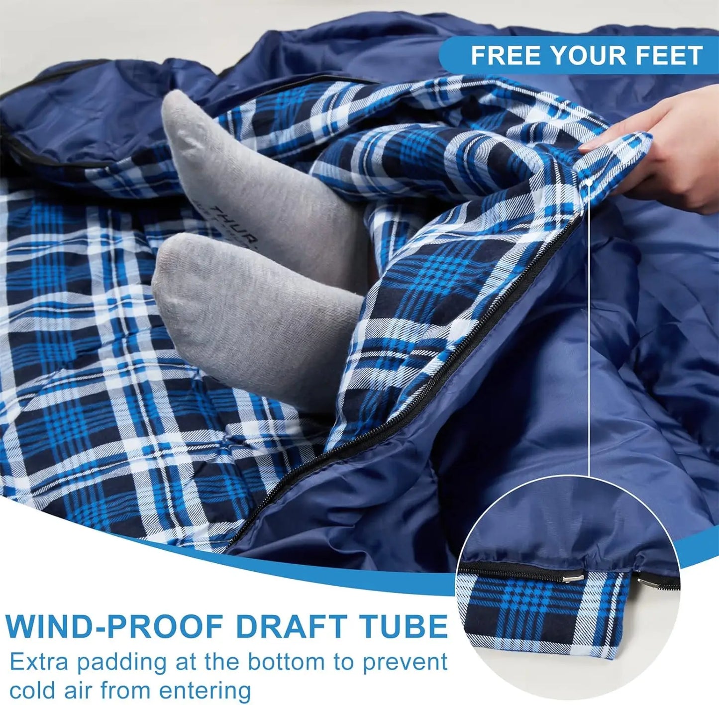 Cotton Flannel Sleeping Bag Camping Waterproof Lightweight