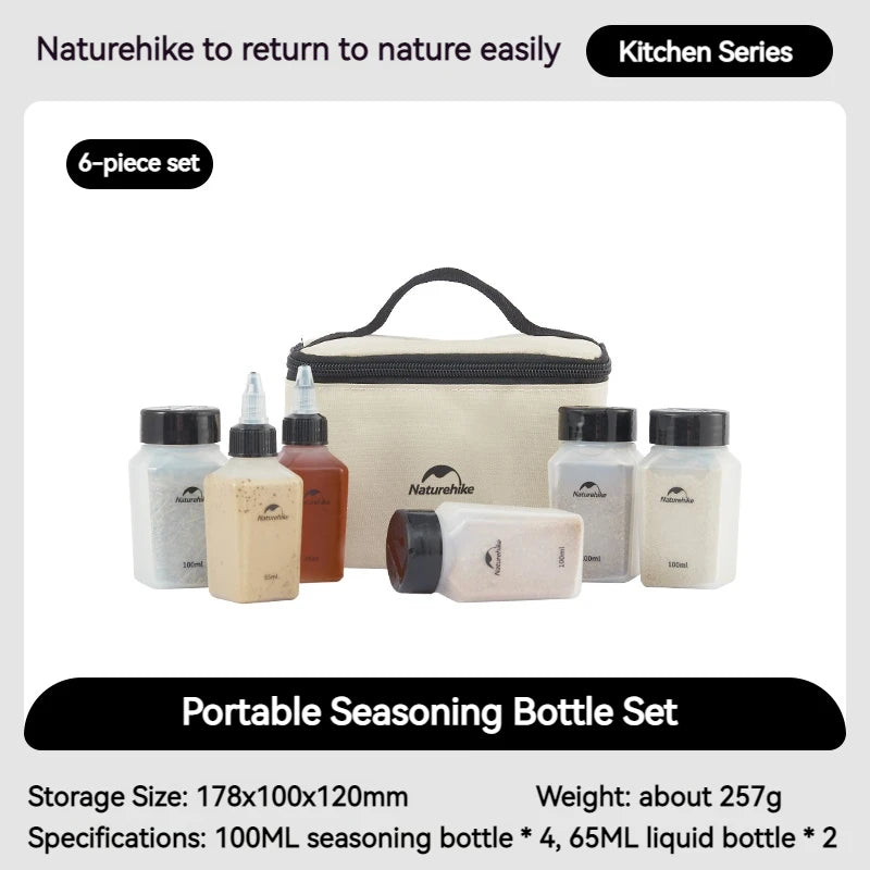 Naturehike Six-Piece Portable Seasoning Bottle Set with Bag