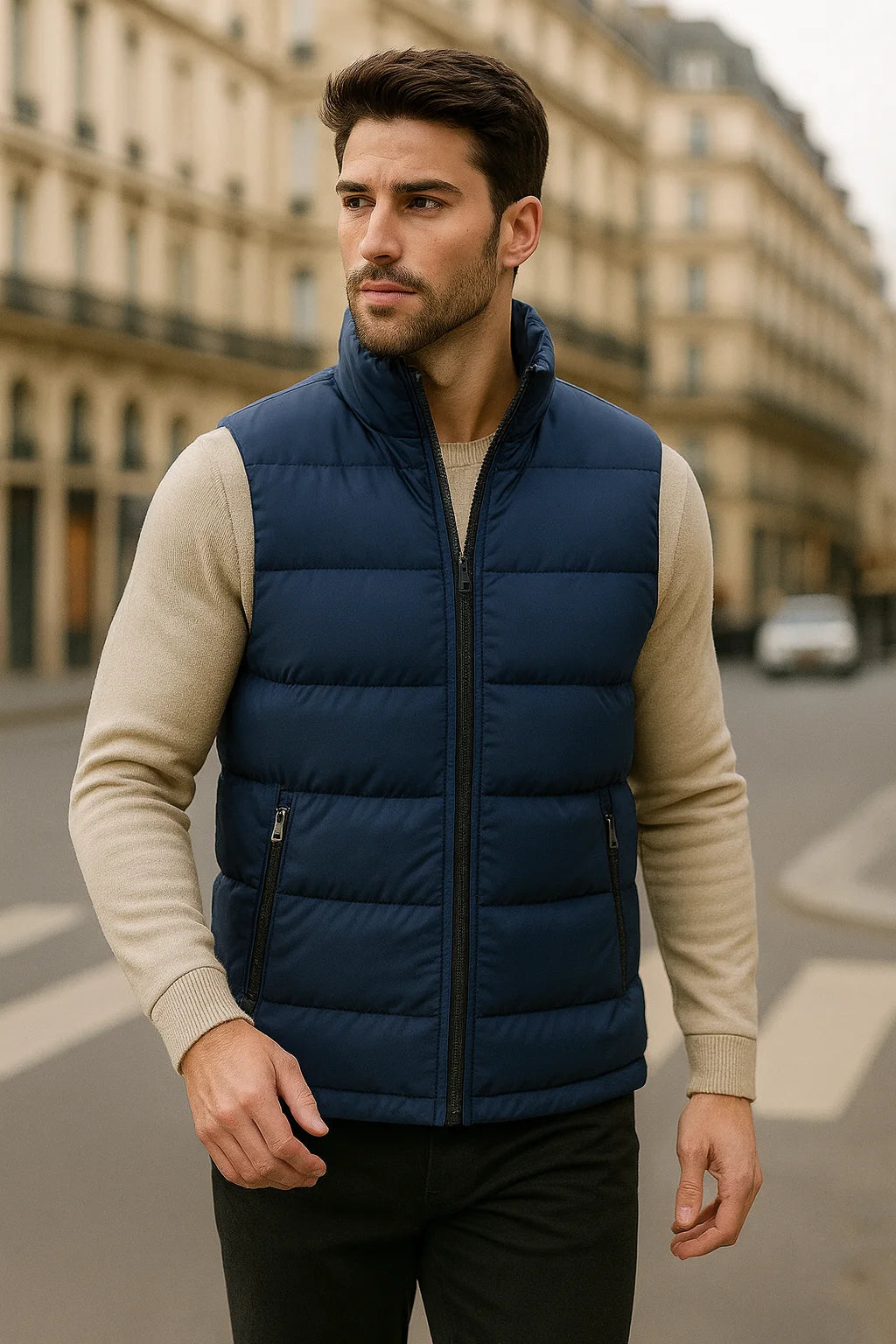 NONECN Fall Sleeveless Vest Men Casual Zipper Waistcoat