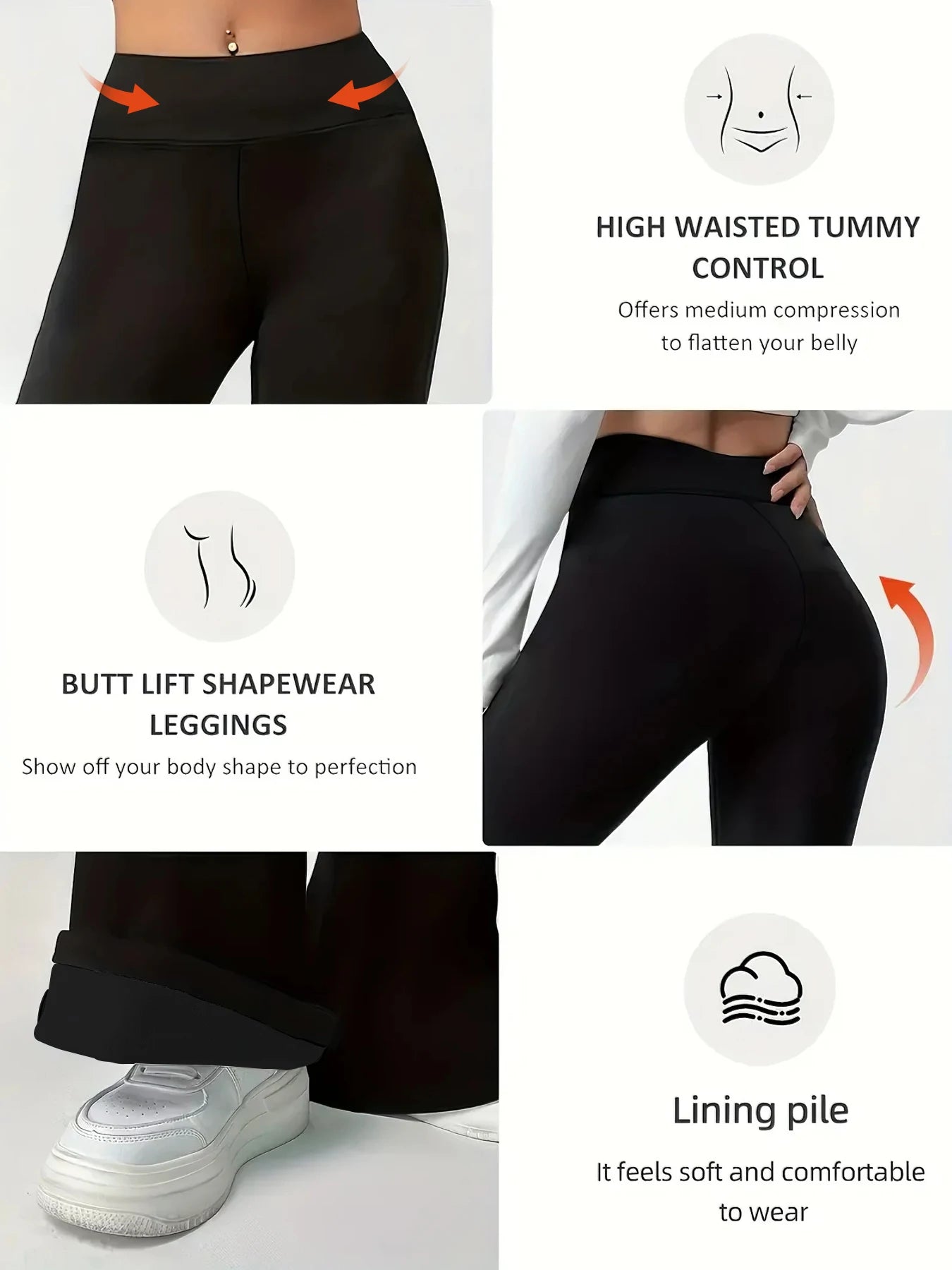 NONECN 3-Pack Women's Fleece Wide-Leg High Waist Pants Slimming