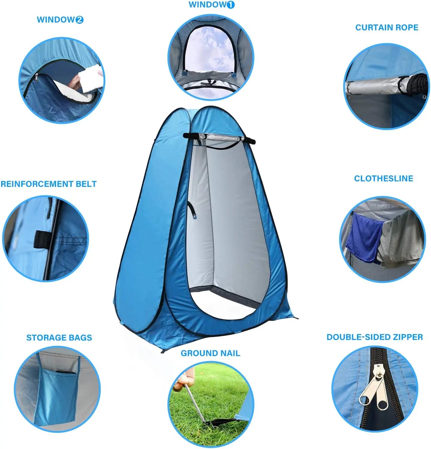 Two-Person Pop Up Privacy Shower Tent Portable Instant Setup