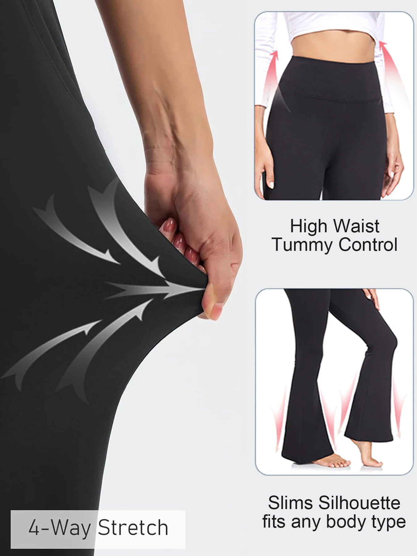 NONECN 3-Pack Women's Fleece Wide-Leg High Waist Pants Slimming