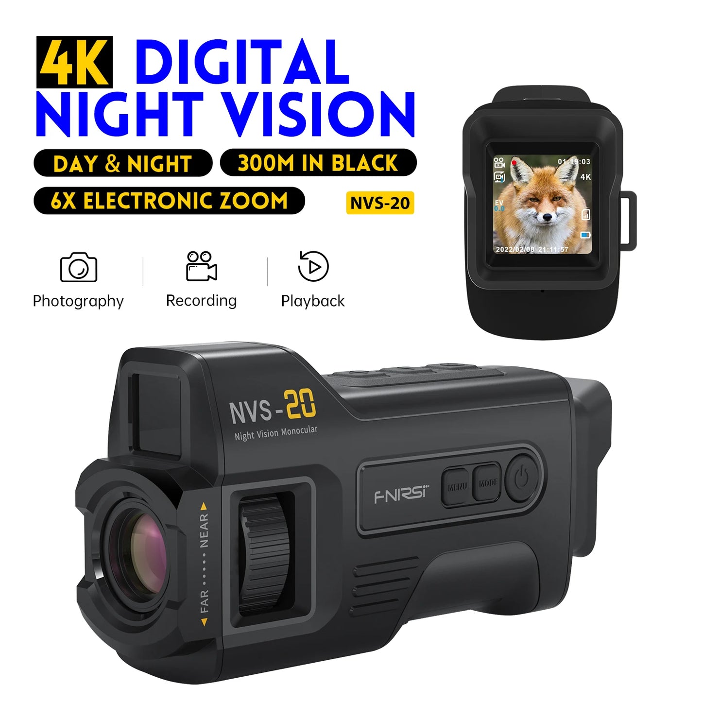 FNIRSI NVS-20 4K Night Vision Monocular With 6X Zoom