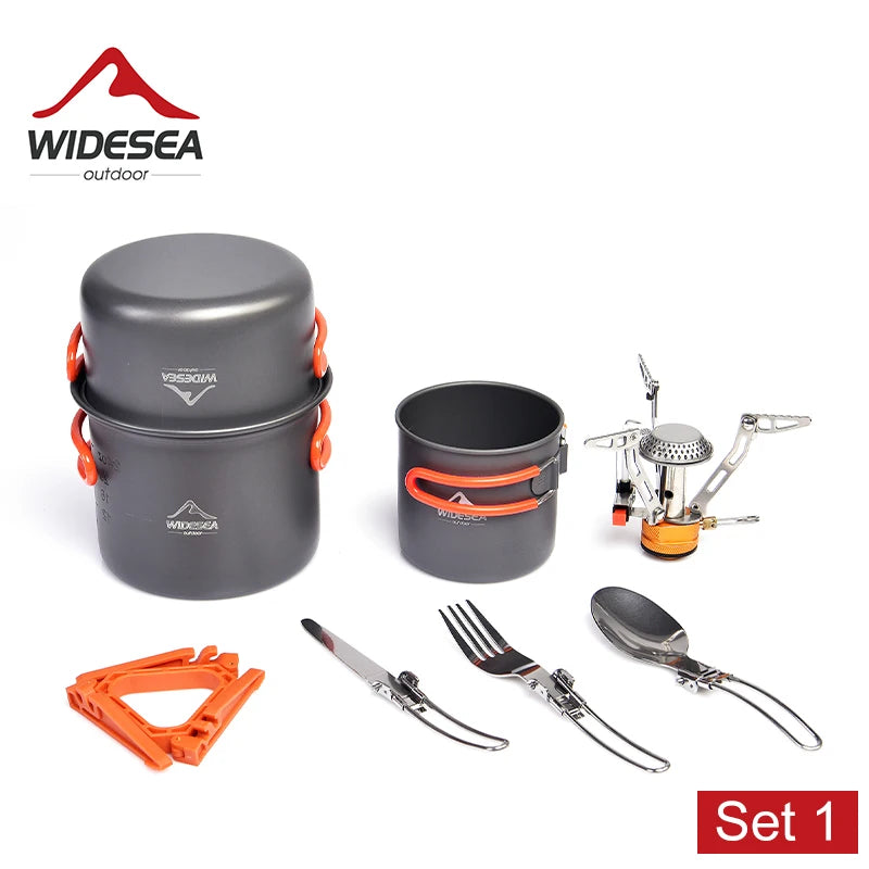 Widesea Camping Cookware Set Outdoor Tableware For 3 Users