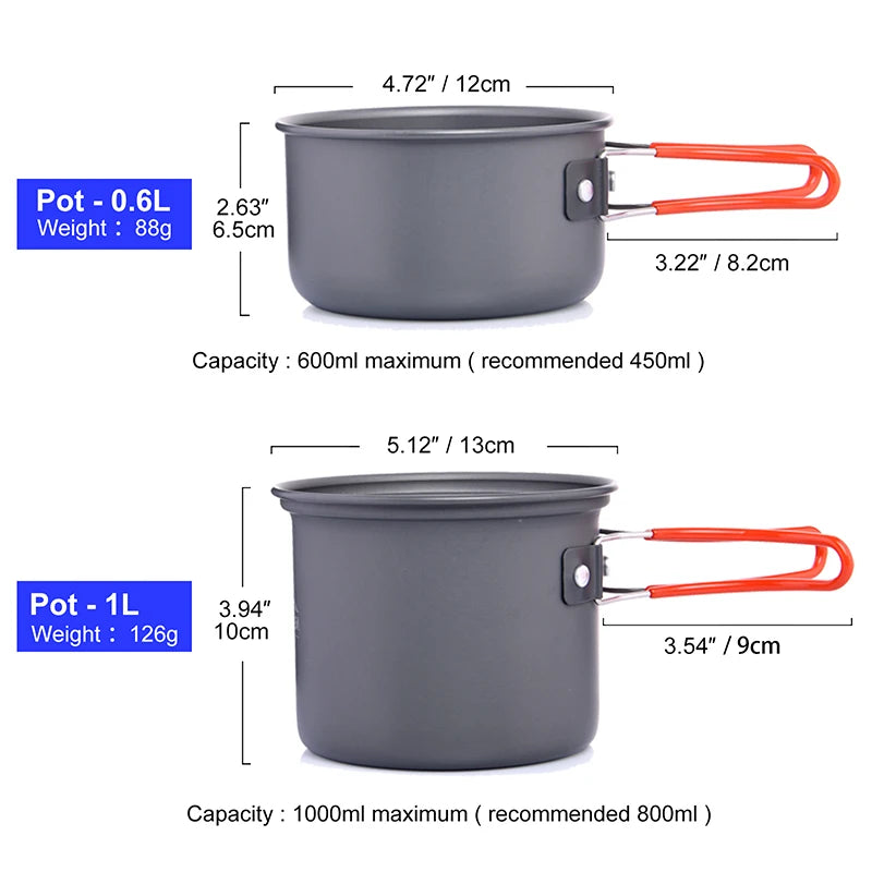 Widesea Camping Cookware Set Outdoor Tableware For 3 Users