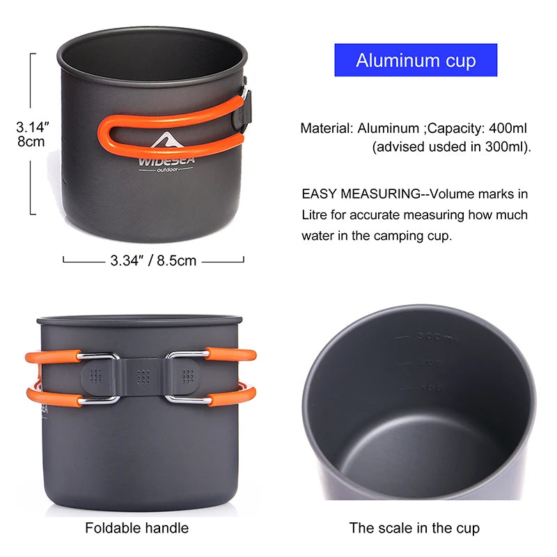 Widesea Camping Cookware Set Outdoor Tableware For 3 Users
