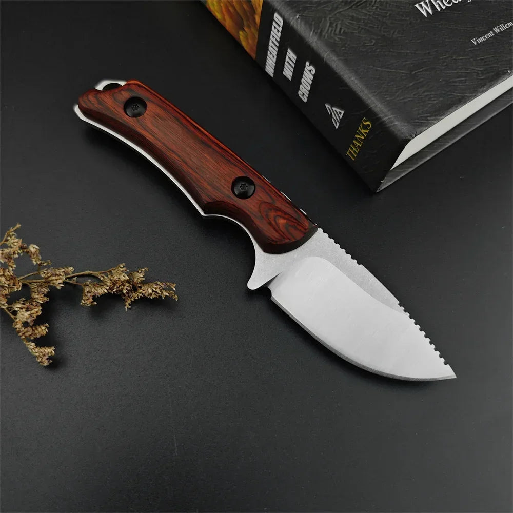 NONEDIY Fixed Blade Knife 8Cr13Mov Drop Point G10 Handle Sheath
