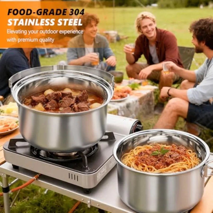 OLOEY Camping Cookware Set Stainless Steel Nesting Mess Kit