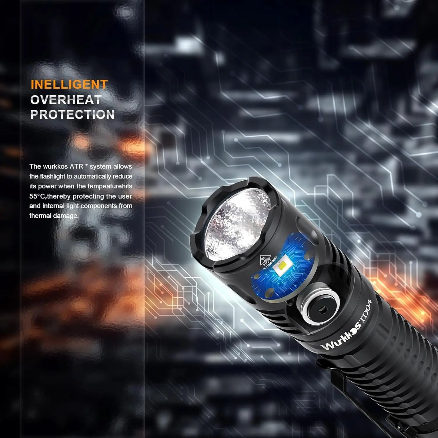 Wurkkos TD04 Rechargeable Dual Mode USB C Tactical Flashlight