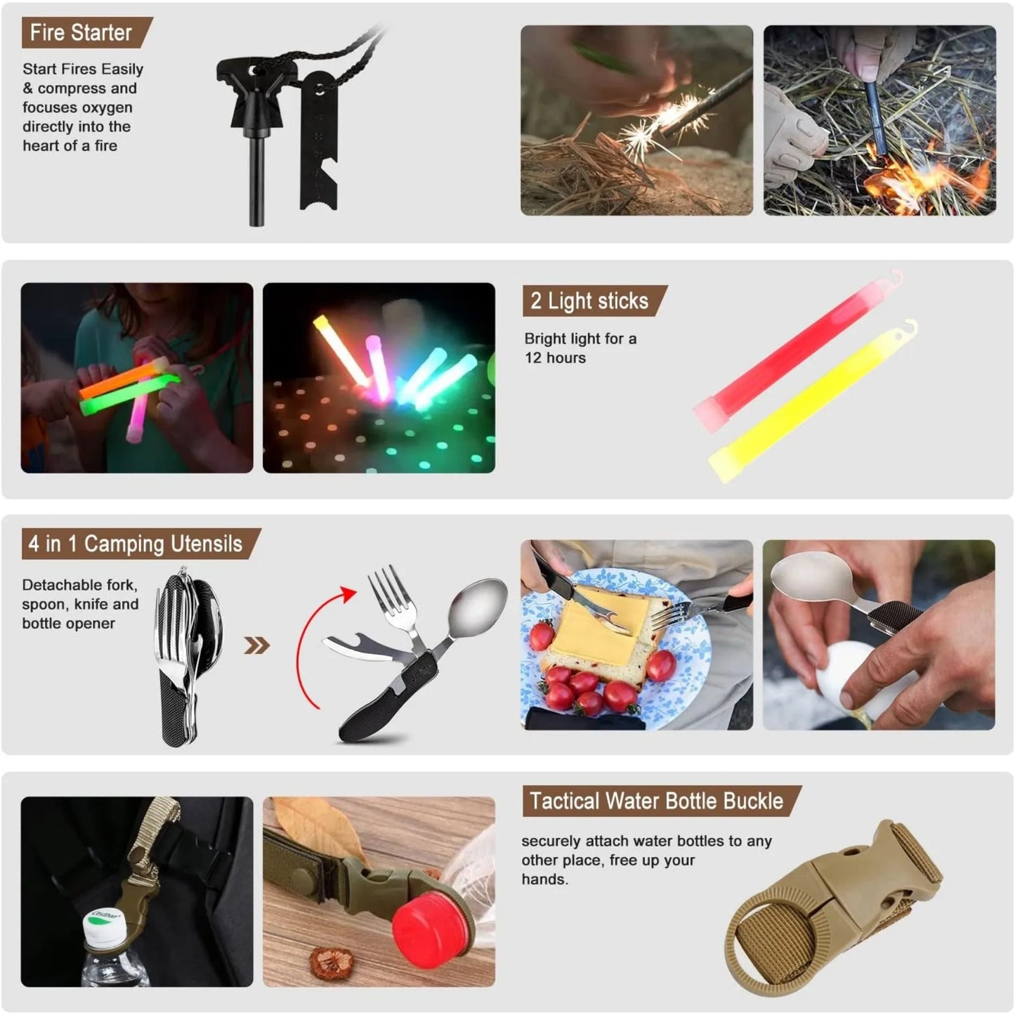 Emergency Survival Kit 238Pcs With Tactical Molle Pouch And Tent For Earthquake