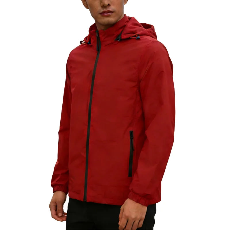 NONECN Men's Casual Hooded Jacket Windbreaker With Zipper Pocket