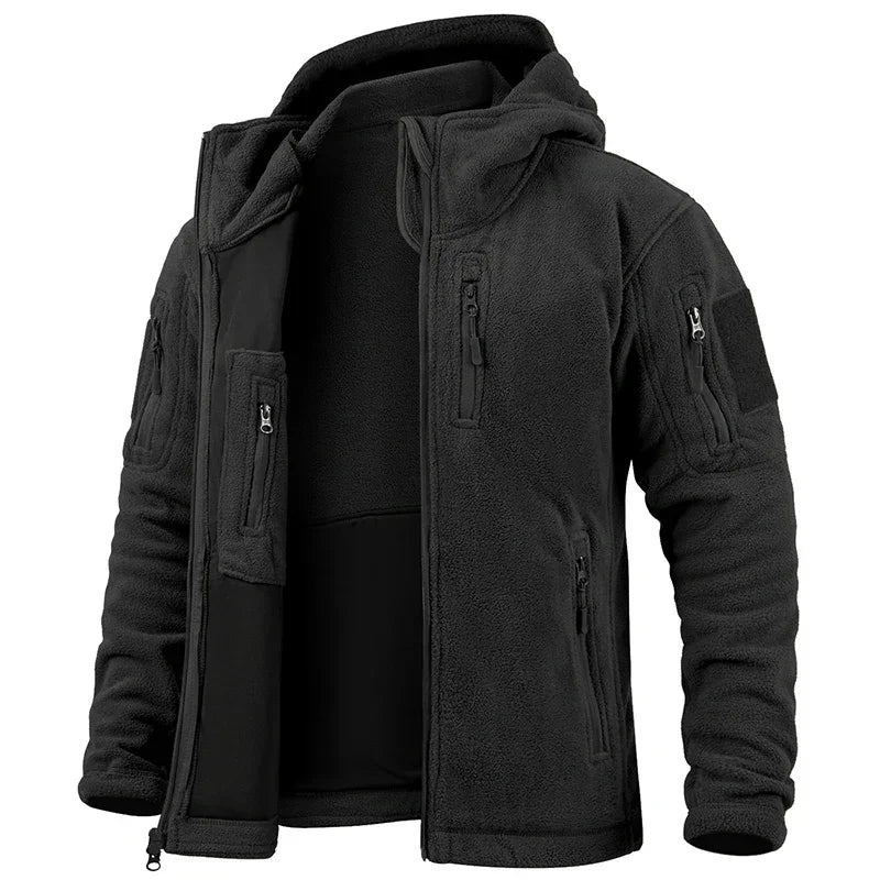 Mens Fleece Hunting Jacket Warm Full Zip Outdoor Tactical Coat