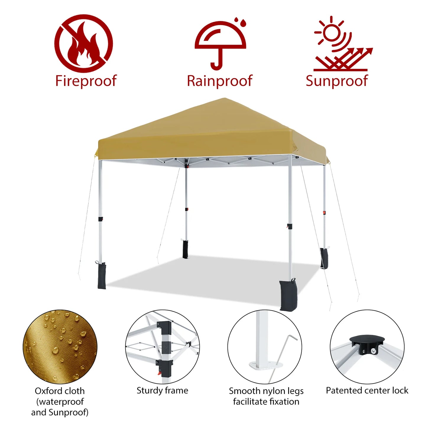 HiMISS Center Locking Canopy Tent Outdoor Portable Shelter