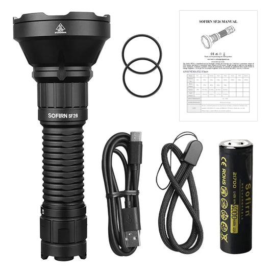 Sofirn SF26 2000lm SFT40 LED Tactical Flashlight Type C Rechargeable
