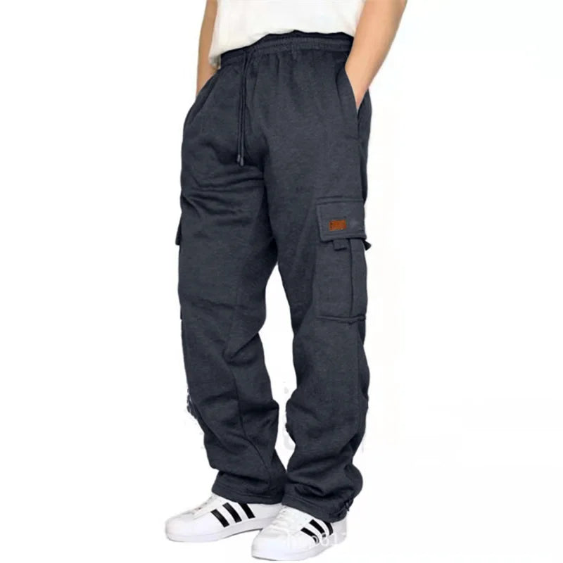 Hirigin Men's Loose Cargo Pants With Drawstring Waist Outdoor