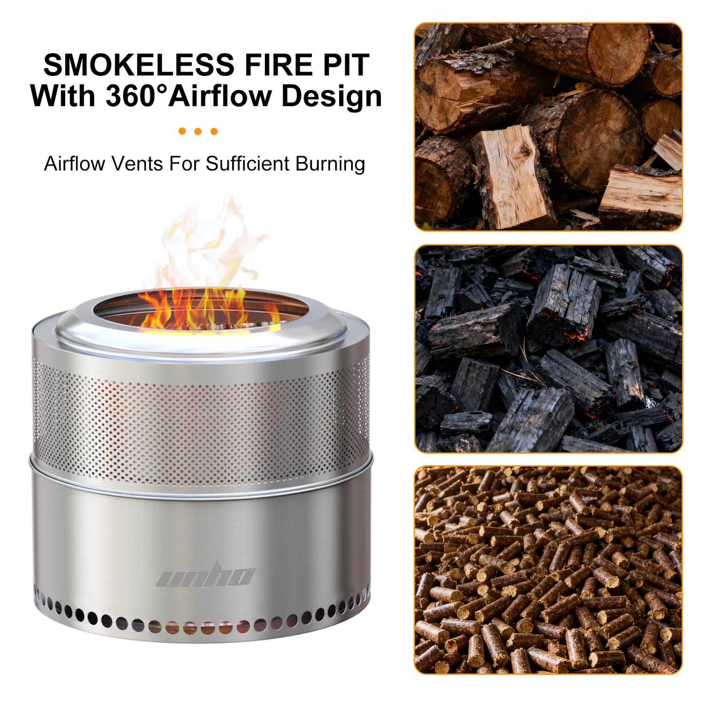 Stainless Steel Smokeless Wood Fire Pit With Carry Bag