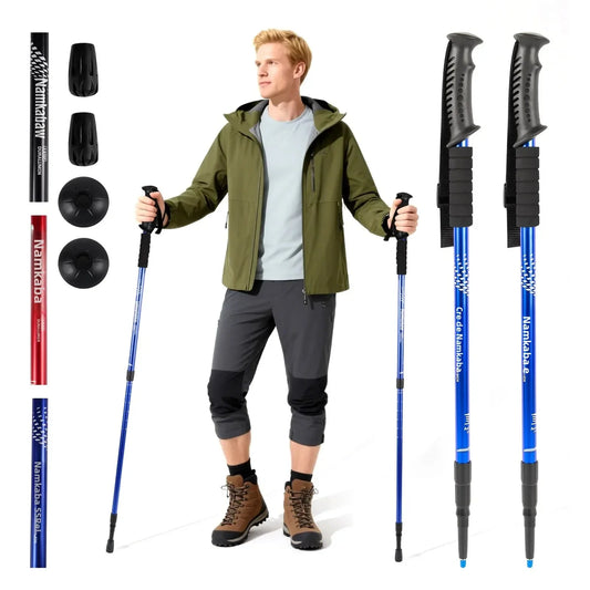 NONECN Ultralight 3-Section Trekking Poles Aluminum Telescopic Nordic Walking