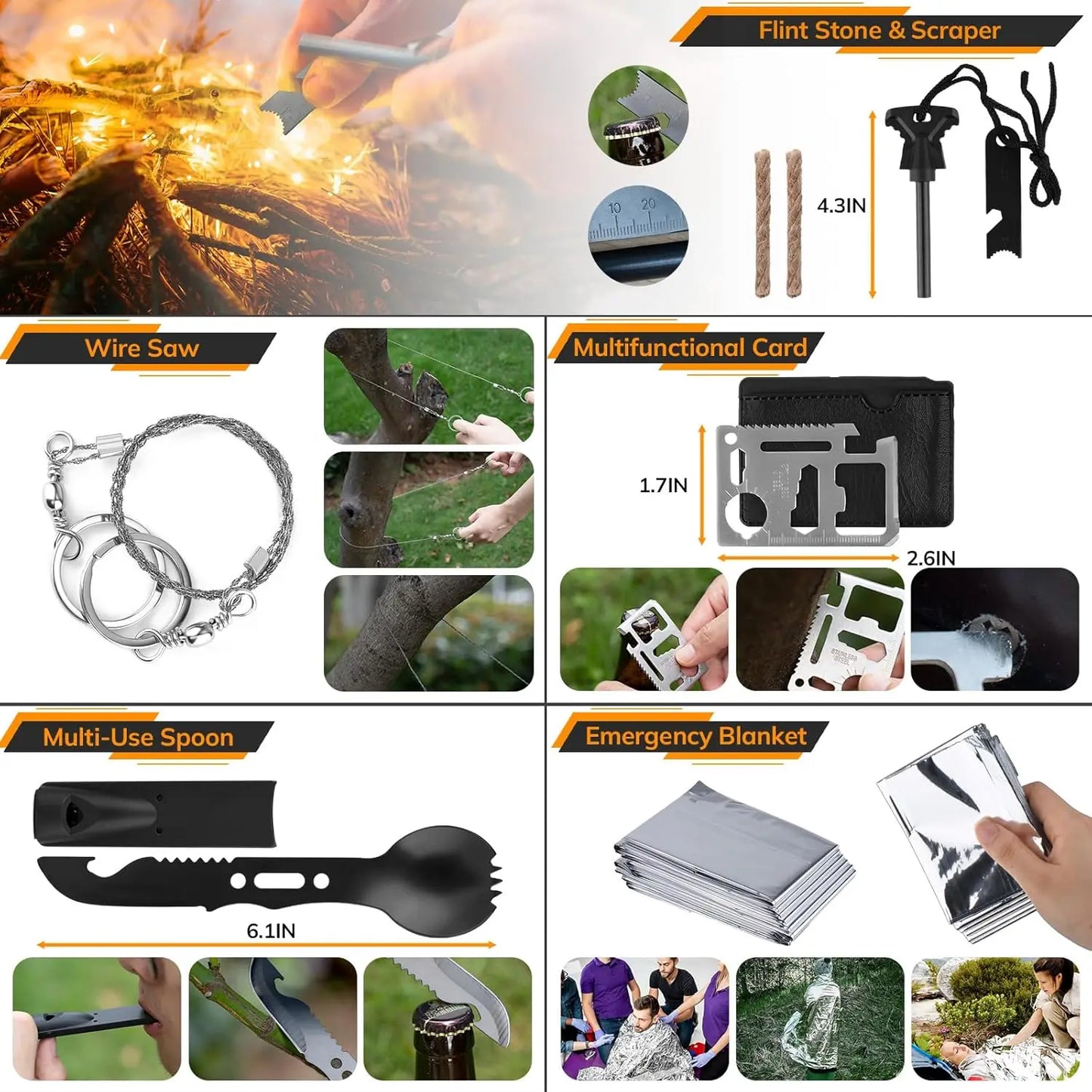 250-Piece Survival Kit With First Aid And Tactical Gear