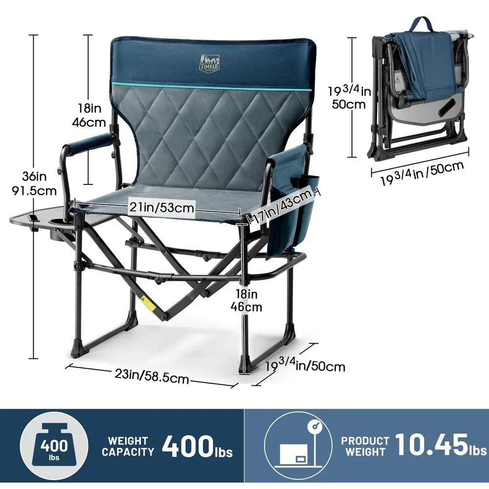 2-Pack Camping Directors Chairs With Side Table Pockets