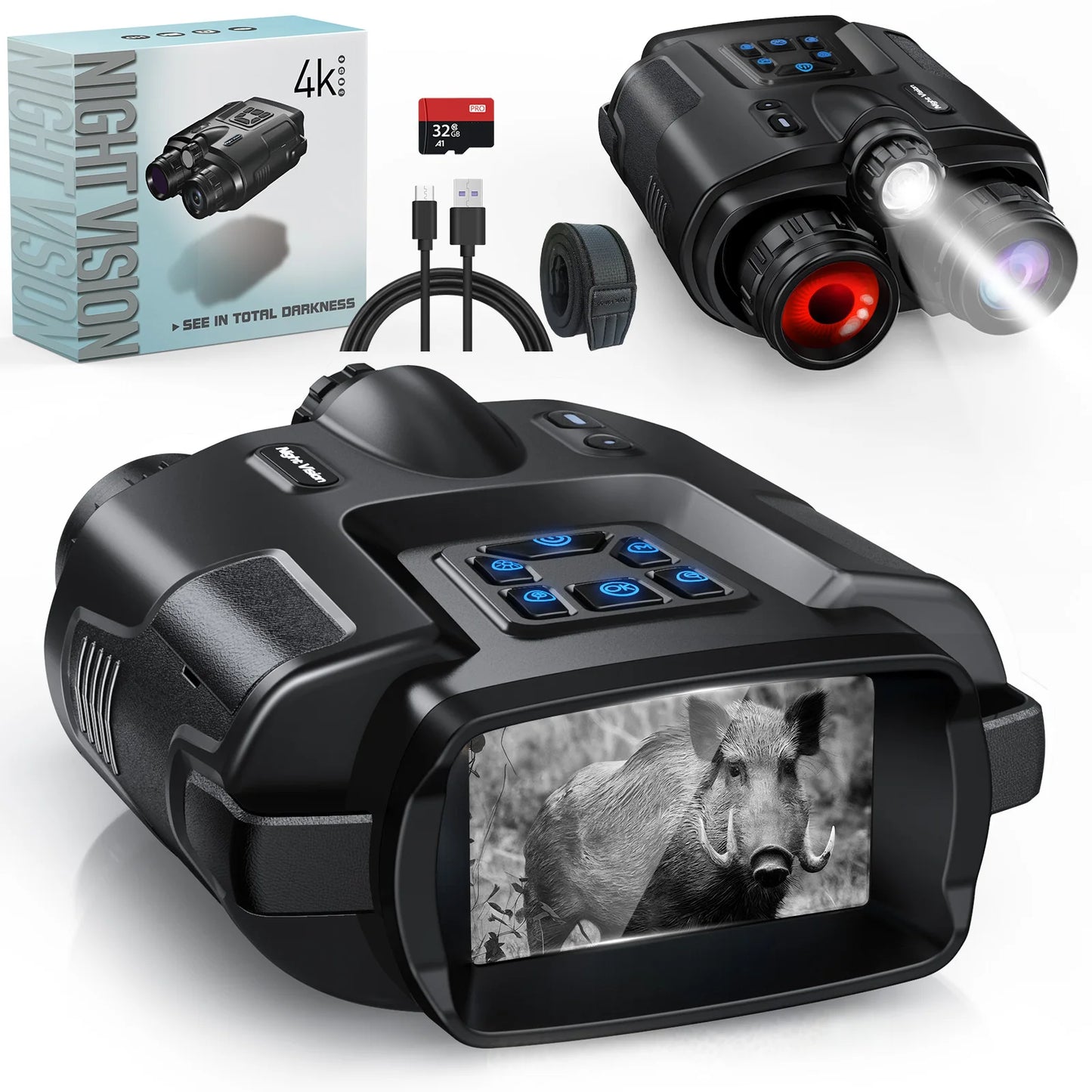 DIYIMI Night Vision Binoculars 4K Infrared 8X Digital Zoom