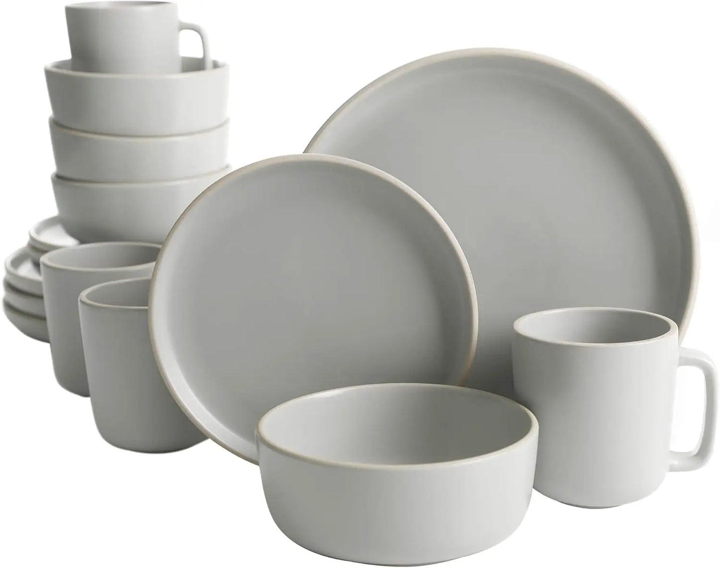 Matte Stoneware Dinnerware Set for 4, Microwave and Dishwasher Safe