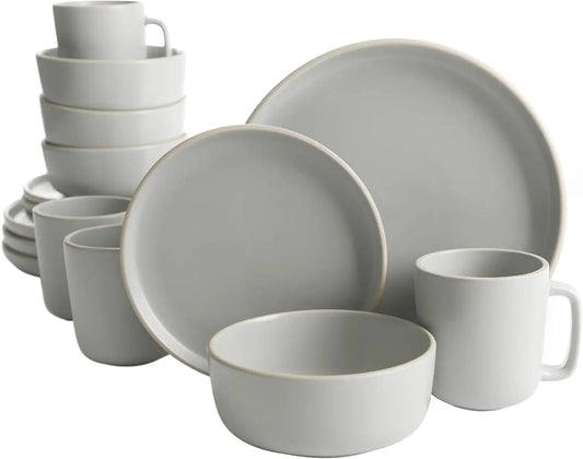 Matte Stoneware Dinnerware Set for 4, Microwave and Dishwasher Safe