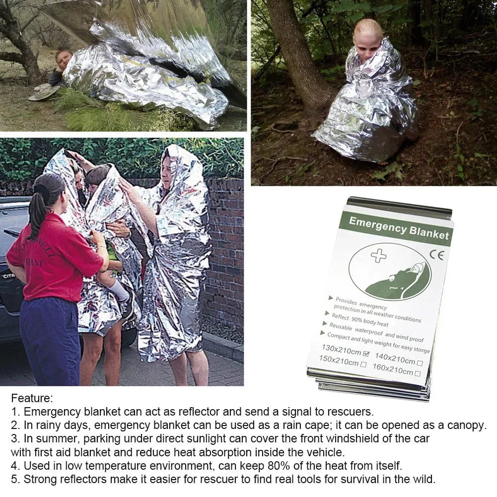 Emergency Blanket Outdoor Survival Windproof Thermal Rescue Blanket
