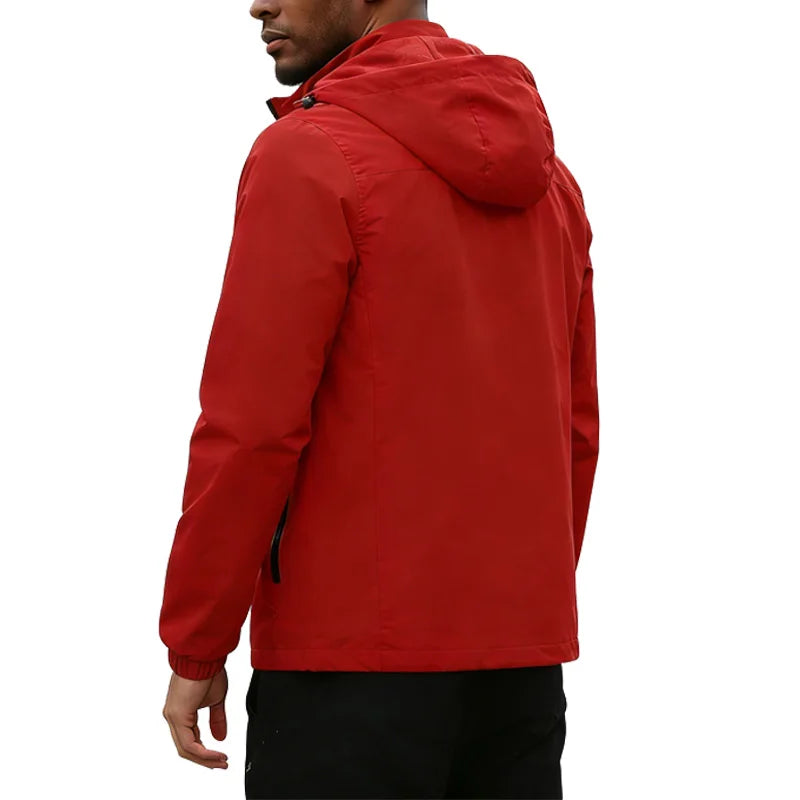 NONECN Men's Casual Hooded Jacket Windbreaker With Zipper Pocket