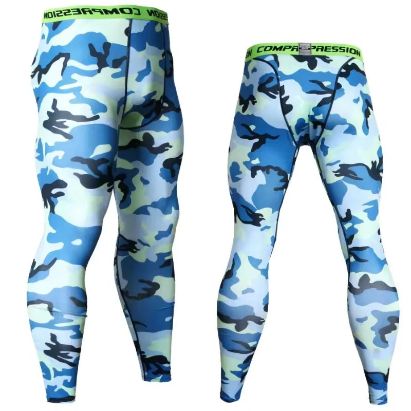 NONECN Men's Camouflage Running Compression Leggings