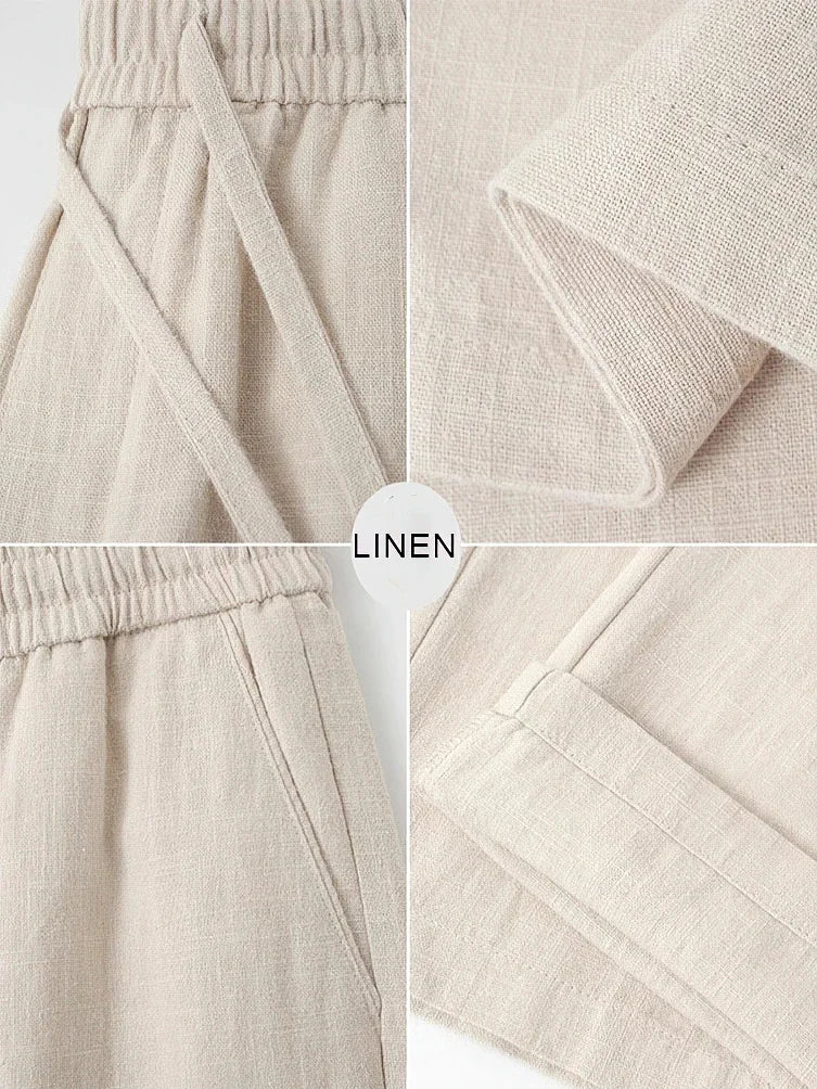 Men's Straight Wide Leg Cotton Linen Pants