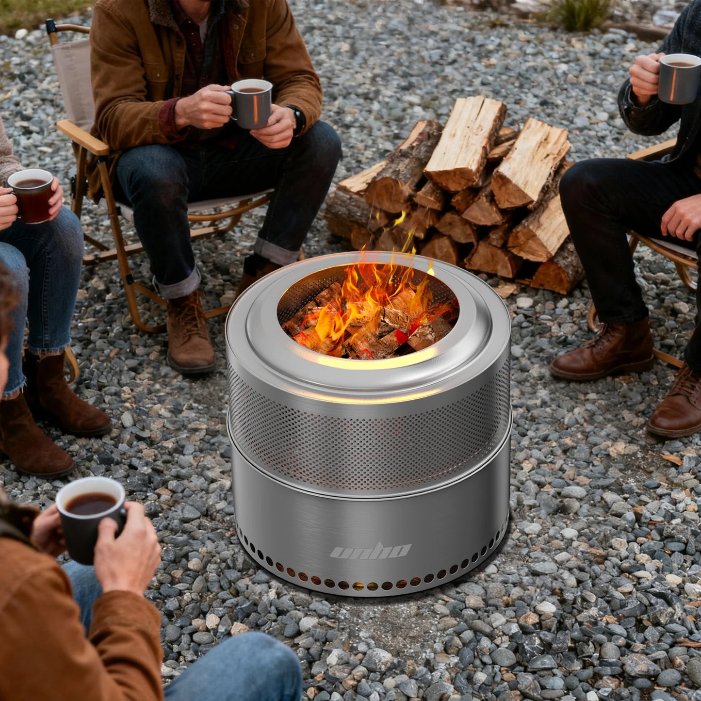Stainless Steel Smokeless Wood Fire Pit With Carry Bag