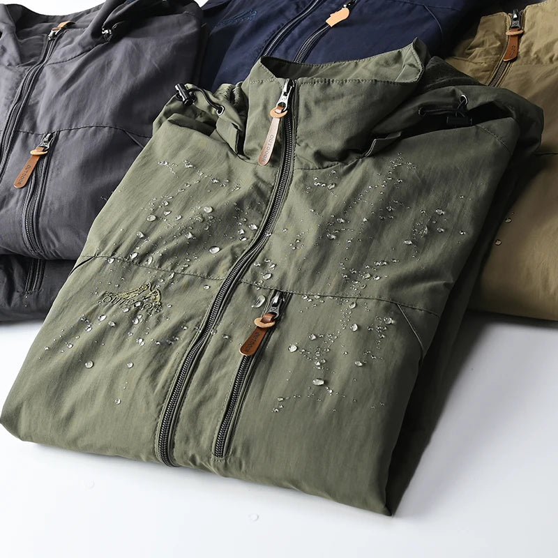 NONECN Men's Tactical Windbreaker Waterproof Hooded Coat
