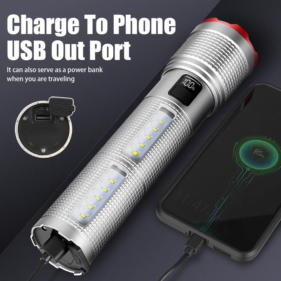 Powerful 5000mAh LED Flashlight Rechargeable Waterproof Tactical Lantern