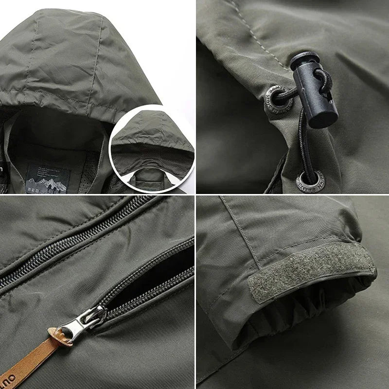 NONECN Autumn Winter Waterproof Windbreaker For Men Hiking Camping Jacket