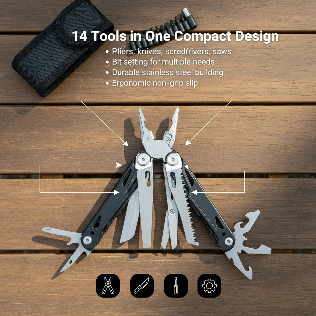 Multitool Pliers Stainless Steel Survival Tool For Camping And Fishing