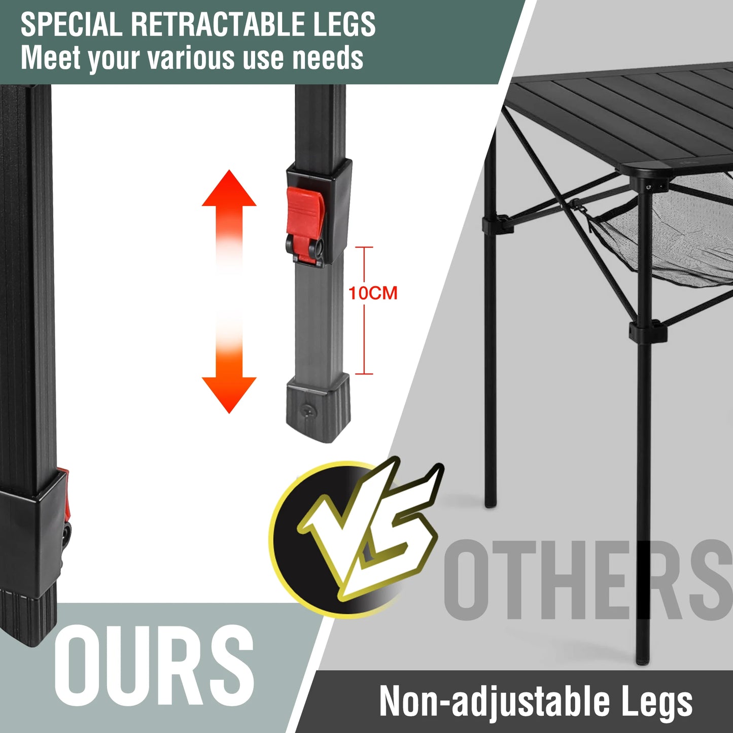VILLEY Folding Camping Square Table with Carry Bag