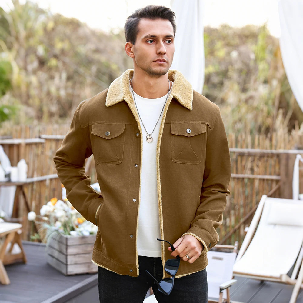 NONE Men's Winter Jackets Waterproof Fleece Lined Casual Outerwear