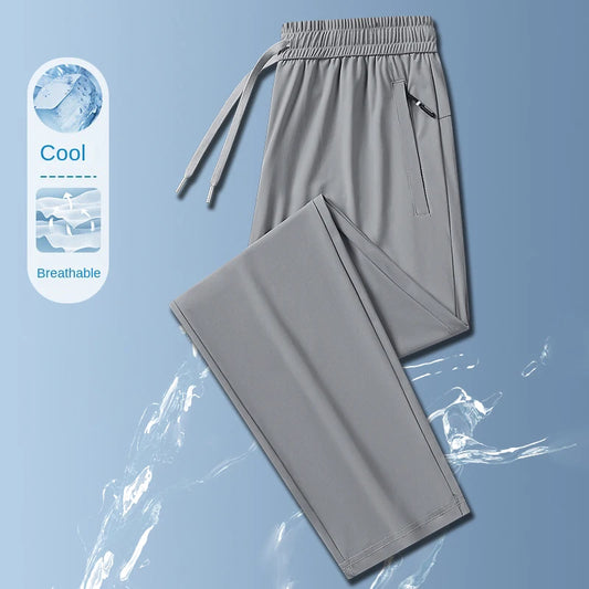 Men's Breathable Nylon Elastane Straight Leg Trousers Business Casual