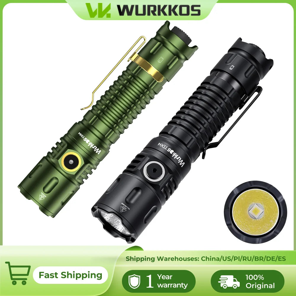 Wurkkos TD04 Rechargeable Dual Mode USB C Tactical Flashlight