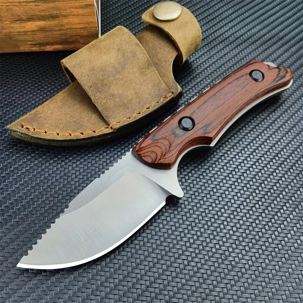 NONEDIY Fixed Blade Knife 8Cr13Mov Drop Point G10 Handle Sheath