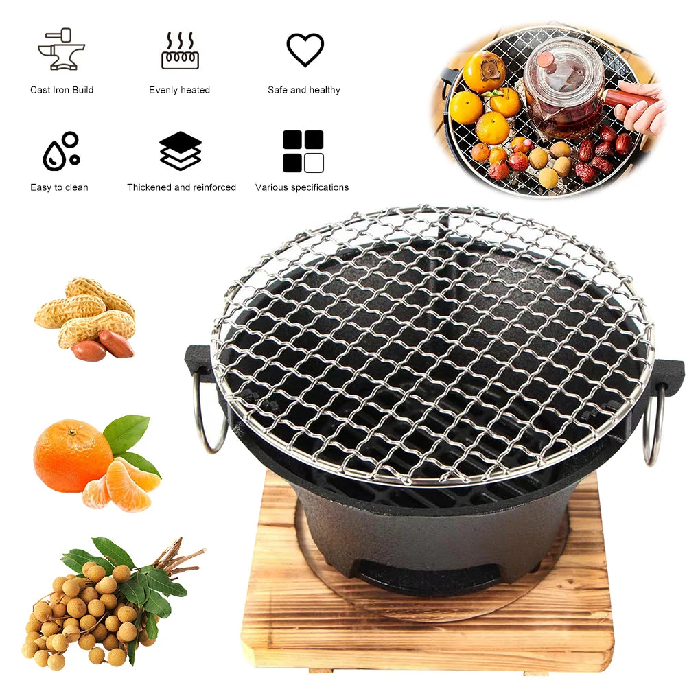ALLOYSEED Tabletop Cast Iron Charcoal Stove Grill BBQ