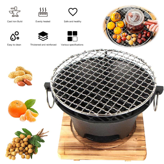 ALLOYSEED Tabletop Cast Iron Charcoal Stove Grill BBQ