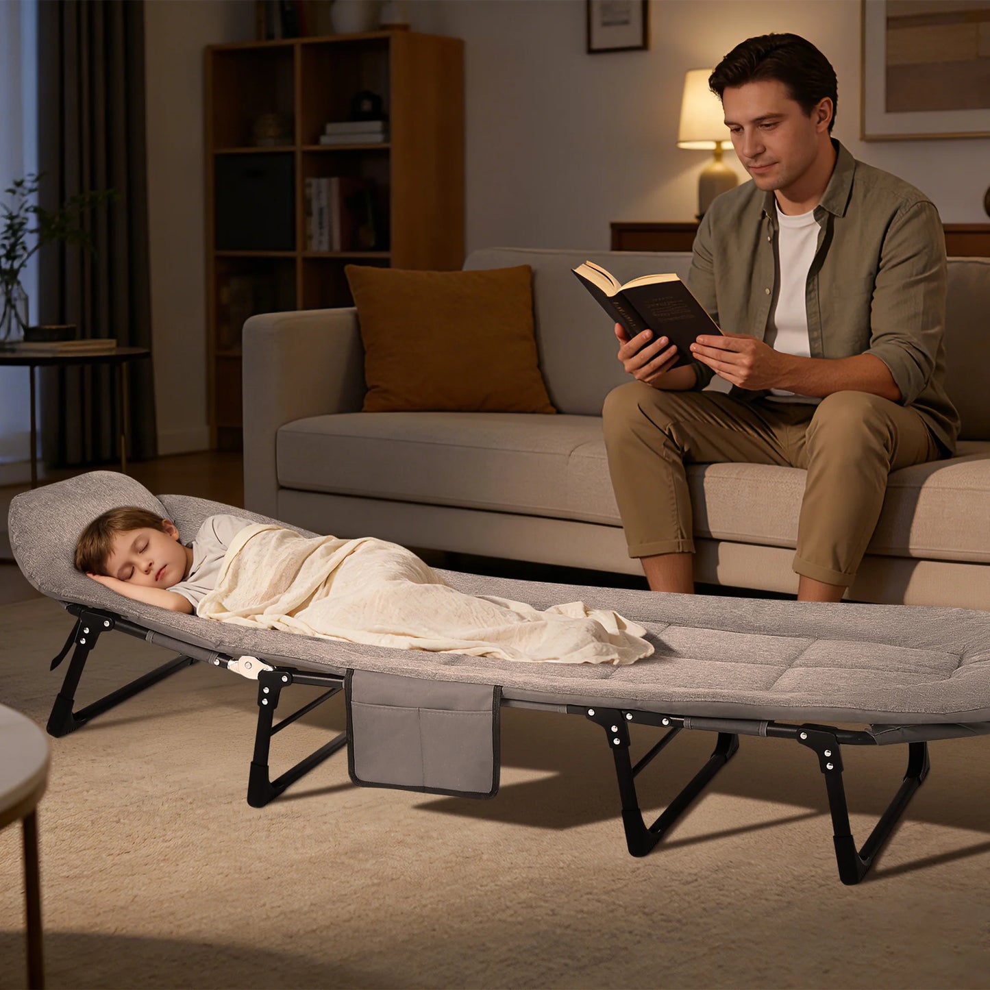 TWISTER.CK Portable Folding Bed with Cushion and Pillow for Adults