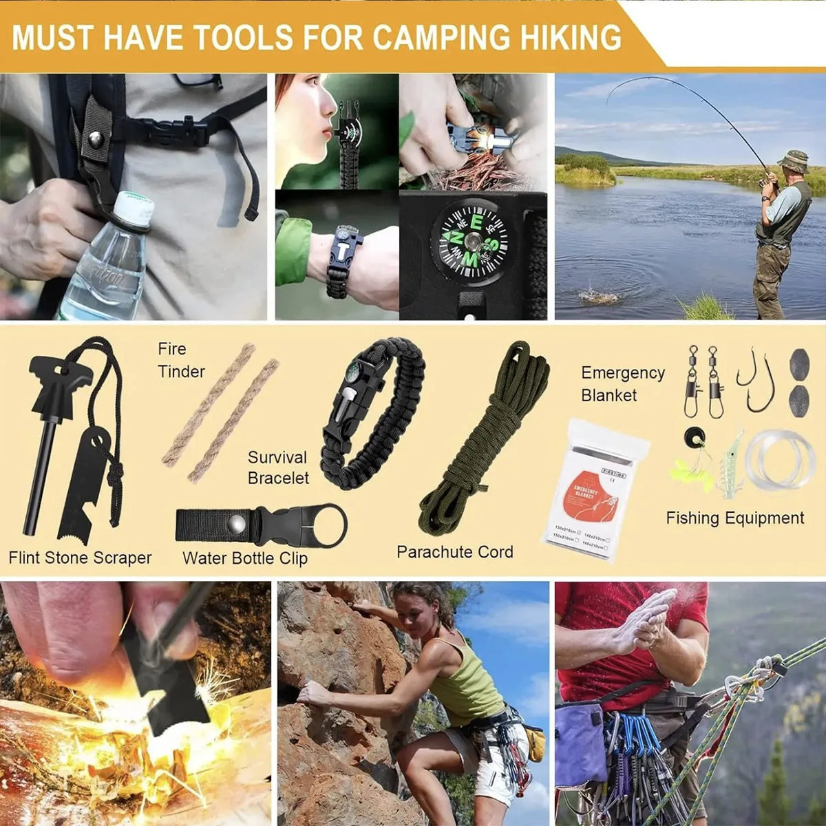 Outdoor Survival First Aid Kit 142 Pcs Emergency Camping Set
